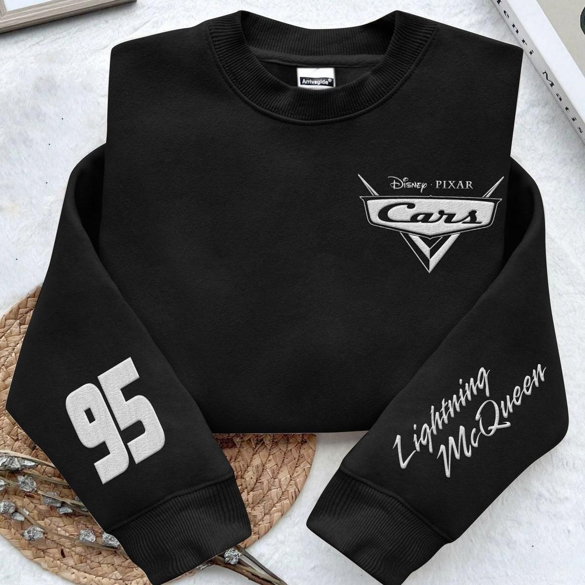 Embroidered Sleeve Lightning Mcqueen 95 Disney Pixar Cars Sweatshirt_1